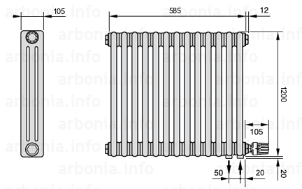Схема (чертеж) Радиатор Arbonia 3120/13 №89 твн
